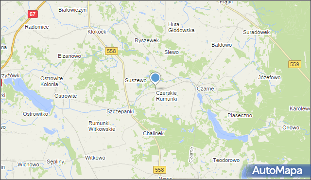 mapa Czerskie Rumunki, Czerskie Rumunki na mapie Targeo